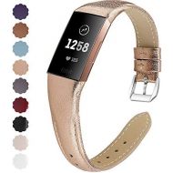 [아마존베스트]NANW Bands Compatible with Fitbit Charge 3, Slim Genuine Leather Wristband Replacement Accessories Strap for Women Men Compatible with Fitbit Charge 3 / Charge 3 SE Small Large