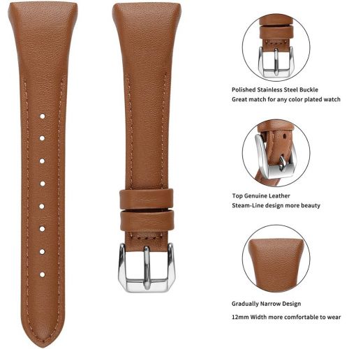  [아마존베스트]NANW Bands Compatible with Fitbit Charge 3, Slim Genuine Leather Wristband Replacement Accessories Strap for Women Men Compatible with Fitbit Charge 3 / Charge 3 SE Small Large