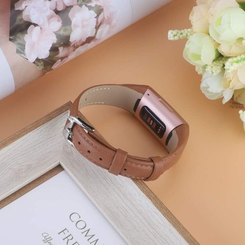 [아마존베스트]NANW Bands Compatible with Fitbit Charge 3, Slim Genuine Leather Wristband Replacement Accessories Strap for Women Men Compatible with Fitbit Charge 3 / Charge 3 SE Small Large