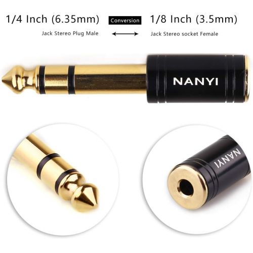  NANYI 1/4 Male to 1/8 Female Stereo Headphone Adapter Connect Cable, Upgrade 6.35mm Jack Stereo Socket Male to 3.5mm Jack Stereo Plug Female for Headphone, Amp Adapte, Black 1-Pack