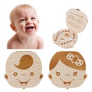 [아마존베스트]Baby Tooth Box by NASHRIO - Wooden Kids Keepsake Organizer Gift for Baby Teeth, Cute Children Tooth Container with Tweezers to Keep the Childwood Memory (Boy)