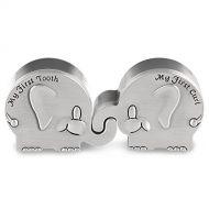 [아마존베스트]NASHRIO Baby First Tooth Fairy and Curl Keepsake Box - Cute Kids Metallic Engraved Elephant Shape, Great Gift Idea to Keep The Childwood Memory