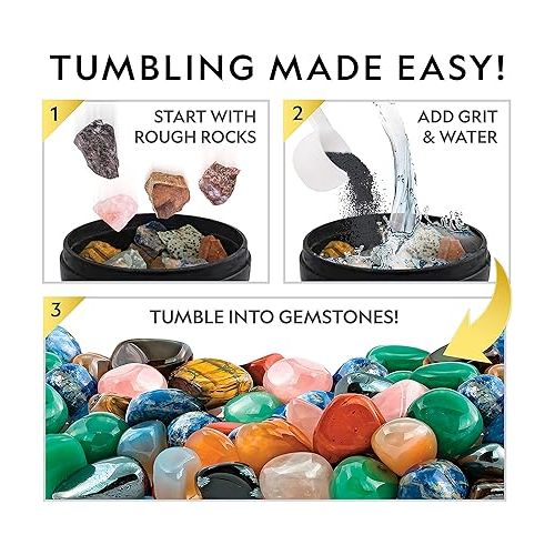  NATIONAL GEOGRAPHIC Rock Tumbler Grit and Polish Refill Kit - Tumbling Grit Media, Polish Up to 20 lbs. of Rocks, Works with any Rock Polisher & Tumbler Supplies