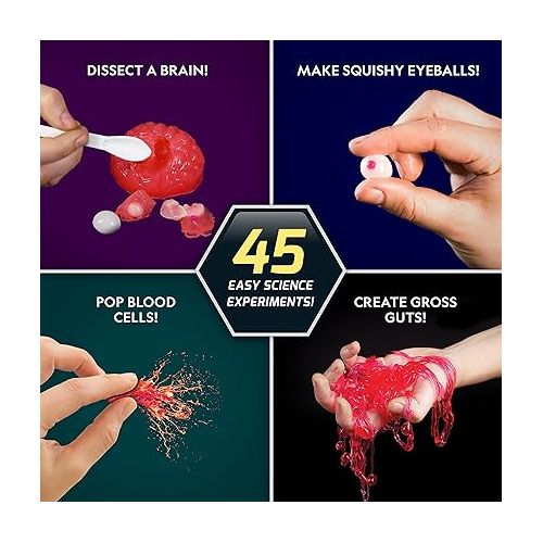  NATIONAL GEOGRAPHIC Gross Science Kit - 45 Experiments- Dissect a Brain, Make Glowing Slime Worms, for Kids 8-12, STEM Project Gifts Boys and Girls (Amazon Exclusive)