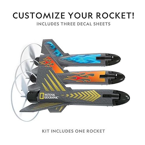  NATIONAL GEOGRAPHIC Rocket Launcher for Kids - Patent-Pending Motorized Air Rocket Toy, Launch up to 200 ft. with Safe Landing, Kids Outdoor Toys & Model Rockets, Gifts for Boys and Girls, Space Toys