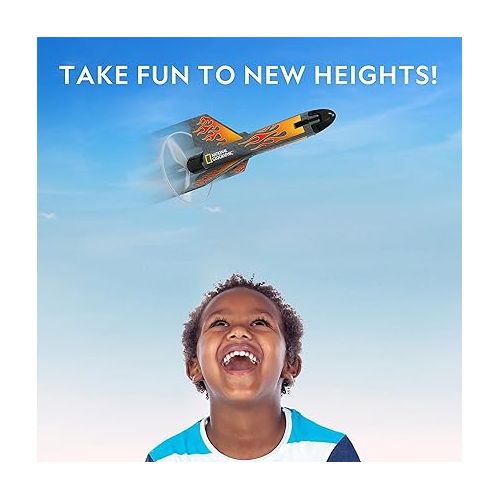  NATIONAL GEOGRAPHIC Rocket Launcher for Kids - Patent-Pending Motorized Air Rocket Toy, Launch up to 200 ft. with Safe Landing, Kids Outdoor Toys & Model Rockets, Gifts for Boys and Girls, Space Toys