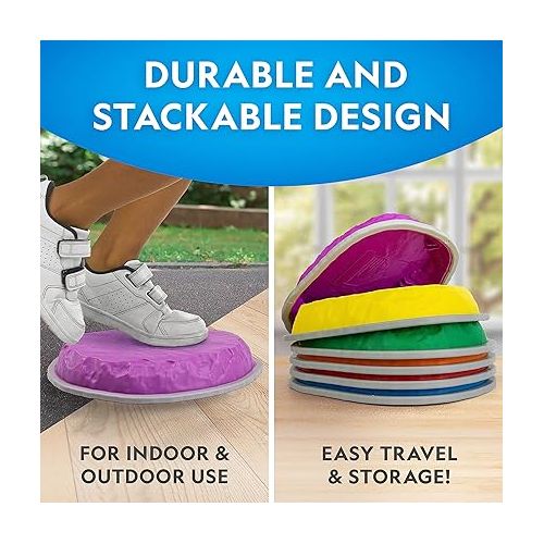  NATIONAL GEOGRAPHIC Stepping Stones for Kids - Durable Non-Slip Stones Encourage Toddler Balance & Gross Motor Skills, Indoor & Outdoor Toys, Balance Stones, Obstacle Course (Amazon Exclusive)