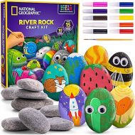 NATIONAL GEOGRAPHIC Rock Painting Kit - Arts & Crafts Kit for Kids, Paint & Decorate 15 River Rocks with 10 Paint Colors & More Art Supplies, Kids Craft, Outdoor Toys, Easter Basket Stuffers