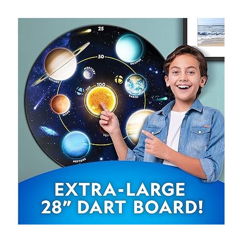  NATIONAL GEOGRAPHIC Dart Board for Kids - Dart Ball Game Set with Lightweight 28