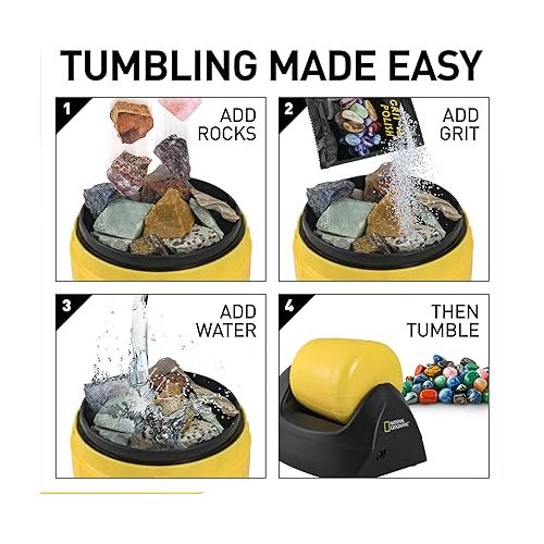  NATIONAL GEOGRAPHIC Starter Rock Tumbler Kit - Durable Leak-Proof Rock Polisher for Kids - Complete Rock Tumbling Kit - Geology Hobby Science Kit, Rocks & Crystals for Kids (Amazon Exclusive)