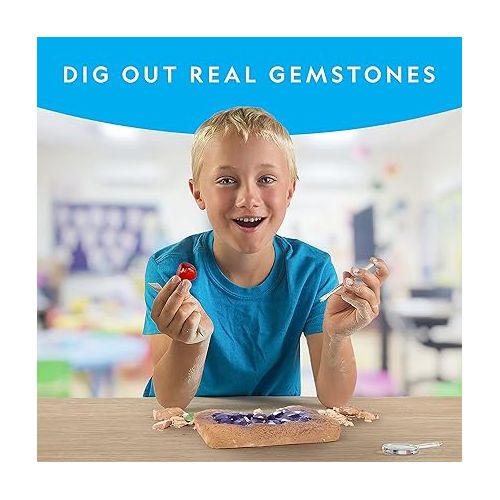  NATIONAL GEOGRAPHIC Mega Dig Kit - Dig Up 15 Real Gemstones and Crystals, Science Kit for Kids, Gift for Girls and Boys