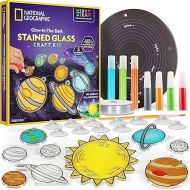 NATIONAL GEOGRAPHIC Kids Window Art Kit - Stained Glass Solar System Arts & Crafts Kit with Glow in The Dark Planets, Use as Window Suncatchers, Hanging Decor from Ceiling, Mobile, Space Room Decor