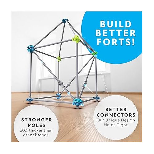  NATIONAL GEOGRAPHIC Kids Fort Building Kit - 70-Piece Indoor Fort Builder for Kids - Build a Fort for Creative Play, STEM Building Toy, Fort Building Kit for Kids 6-10, Blanket Fort Kit for Kids