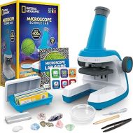 NATIONAL GEOGRAPHIC Microscope for Kids - Science Kit with an Easy-to-Use Kids Microscope, Up to 400x Zoom, Blank and Prepared Slides, Rock & Mineral Specimens, STEM Project Toy (Amazon Exclusive)