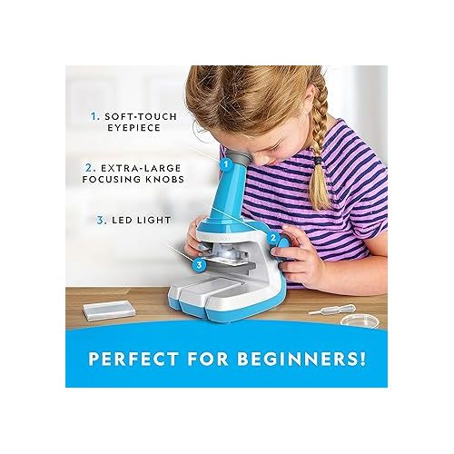  NATIONAL GEOGRAPHIC Microscope for Kids - Science Kit with an Easy-to-Use Kids Microscope, Up to 400x Zoom, Blank and Prepared Slides, Rock & Mineral Specimens, STEM Project Toy (Amazon Exclusive)