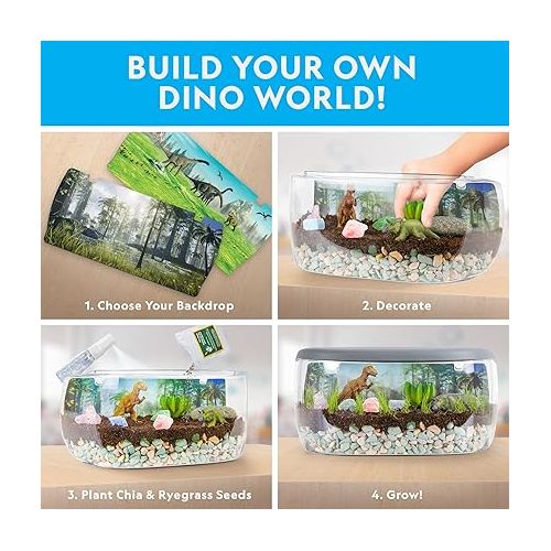  NATIONAL GEOGRAPHIC Light Up Terrarium Kit for Kids - Build a Dinosaur Habitat with Real Plants & Gemstones, Science Kit, Dinosaur Toys for Kids (Amazon Exclusive)