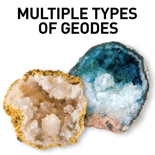  NATIONAL GEOGRAPHIC Break Open 4 Geodes Science Kit  Includes Goggles, Detailed Learning Guide and Display Stand - Great STEM Science gift for Mineralogy and Geology enthusiasts o
