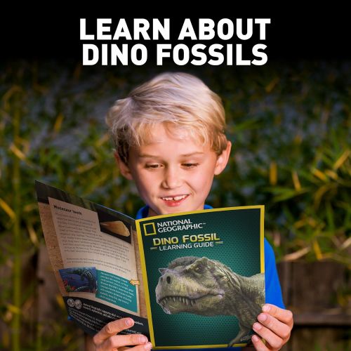  NATIONAL GEOGRAPHIC Dino Fossil Dig Kit  Excavate 3 real fossils including Dinosaur Bones & Mosasaur Teeth - Great Jurassic Science gift for Paleontology and Archeology enthusiast