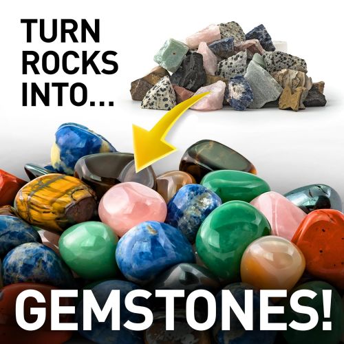  NATIONAL GEOGRAPHIC Starter Rock Tumbler Kit-Includes Rough Gemstones, 4 Polishing Grits, Jewelry Fastenings & Detailed Learning Guide - Great Stem Science Kit For Mineralogy & Geo