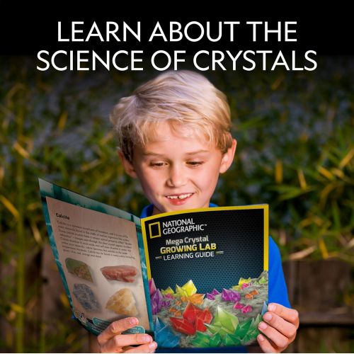  NATIONAL GEOGRAPHIC Mega Crystal Growing Lab - 8 Vibrant Colored Crystals To Grow with Light-Up Display Stand & Guidebook - Includes 5 Real Gemstone Specimens Including Amethyst &