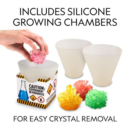  NATIONAL GEOGRAPHIC Mega Crystal Growing Lab - 8 Vibrant Colored Crystals To Grow with Light-Up Display Stand & Guidebook - Includes 5 Real Gemstone Specimens Including Amethyst &