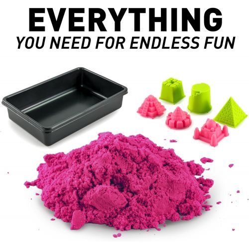  [아마존베스트]NATIONAL GEOGRAPHIC Play Sand - 2 LBS of Sand with Castle Molds and Tray (Pink) - A Kinetic Sensory Activity