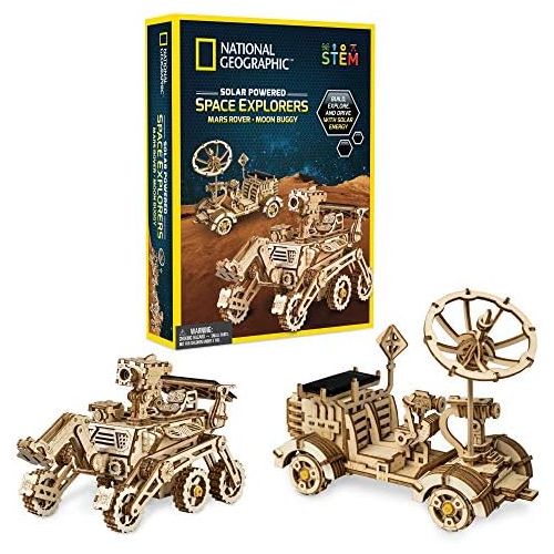  [아마존베스트]NATIONAL GEOGRAPHIC Solar Space Explorers - DIY Moon Buggy & Mars Rover Model Kit, Each Powered by A Solar Panel, Great Stem Toy for Girls & Boys Interested in Outer Space & Engine