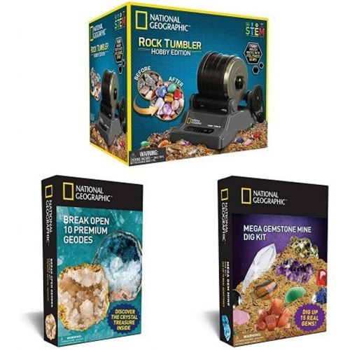  The Ultimate Bundle for Any Rock Lover By National Geographic - Includes Rock Tumbler Kit, 10 Break Your Own Geodes, and a Gemstone Dig Kit!