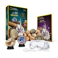 National Geographic Break Open 10 Premium Geodes  Includes Goggles, Detailed Learning Guide & 2 Display Stands - Great Stem Science Gift for Mineralogy & Geology Enthusiasts of An
