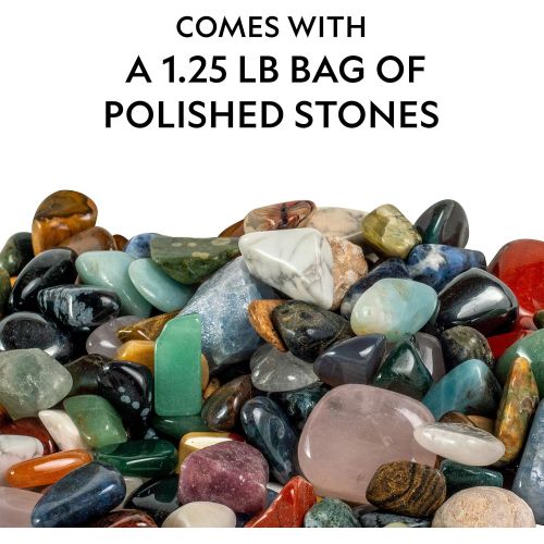  NATIONAL GEOGRAPHIC Rock Party Set  1.25 Lb Assorted Rocks & Gemstones, 10 Specimens Each of Pyrite, Desert Rose, Quartz, Pumice, & Tiger’S Eye, 10 Individual Carry Bags & Identif