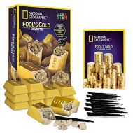 NATIONAL GEOGRAPHIC Fool’s Gold Dig Kit  12 Gold bar Dig Bricks with 2-3 Pyrite Specimens Inside, Party Activity with 12 Excavation Tool Sets, Great Stem Toy for Boys & Girls Or P
