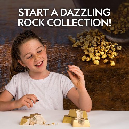  NATIONAL GEOGRAPHIC Fool’s Gold Dig Kit  12 Gold bar Dig Bricks with 2-3 Pyrite Specimens Inside, Party Activity with 12 Excavation Tool Sets, Great Stem Toy for Boys & Girls Or P