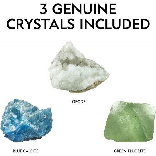  NATIONAL GEOGRAPHIC Crystal Growing Kit - 3 Vibrant Colored Crystals to Grow with Light-Up Display Stand & Guidebook, Includes 3 Real Gemstone Specimens Including A Geode & Green F