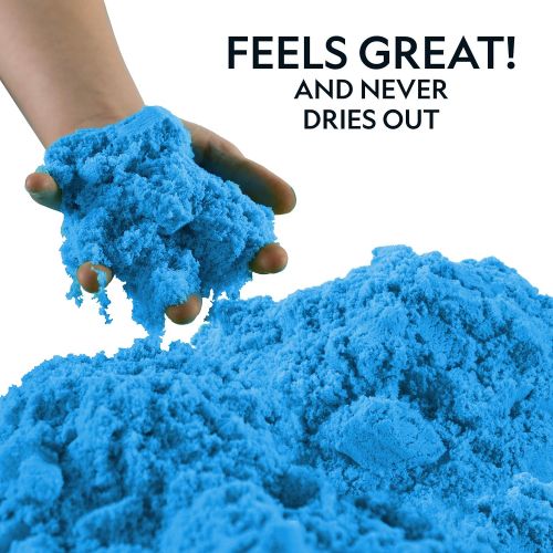  NATIONAL GEOGRAPHIC Play Sand - 2 LBS of Sand with Castle Molds and Tray (Blue) - A Kinetic Sensory Activity