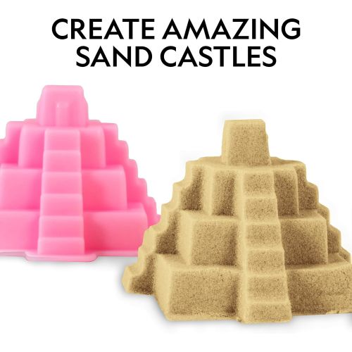  NATIONAL GEOGRAPHIC Play Sand with Castle Molds and Tray - 2 LBS (Natural) - A Kinetic Sensory Activity