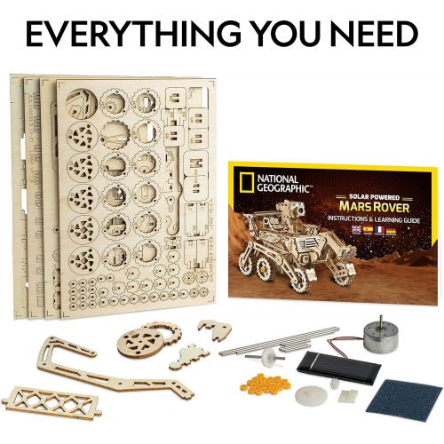  NATIONAL GEOGRAPHIC Wooden Model Kit - DIY Solar-Powered Car Includes One 3D Puzzle to Build A Mars Rover, Great Stem Toy for Girls & Boys Interested in Outer Space & Engineering