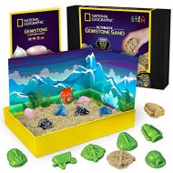NATIONAL GEOGRAPHIC Gemstone Play Sand - 2 lb of Play Sand, 6 Molds, 6 Real Gemstones, A Kinetic Sensory Sand Activity Kit for Boys & Girls