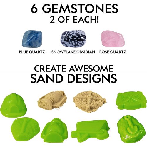  NATIONAL GEOGRAPHIC Gemstone Play Sand - 2 lb of Play Sand, 6 Molds, 6 Real Gemstones, A Kinetic Sensory Sand Activity Kit for Boys & Girls