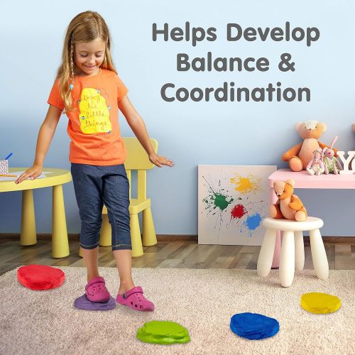  NATIONAL GEOGRAPHIC Balance Stepping Stones - Early Learning & Development for Kids with 5 Soft Stones
