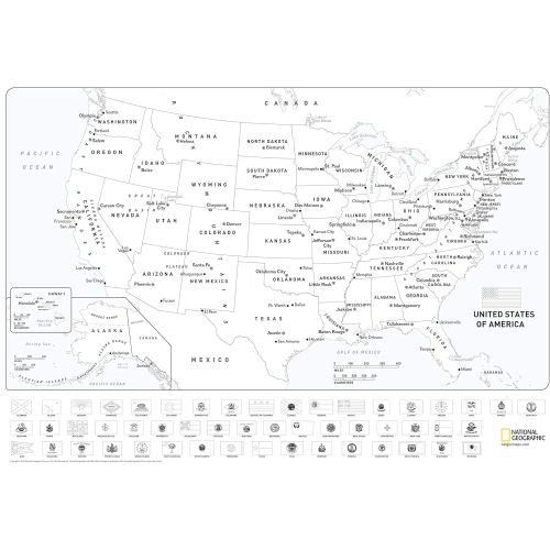  NATIONAL GEOGRAPHIC: United States Coloring Map & Flags - 24 x 36 - Laminated