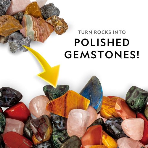  NATIONAL GEOGRAPHIC Rock Tumbler Refill  Mega Madagascar Gemstone Pack, 3 lb of Gemstones Including Rose Quartz, Jasper, Labradorite, & More, Tumbler Grit & Jewelry Settings