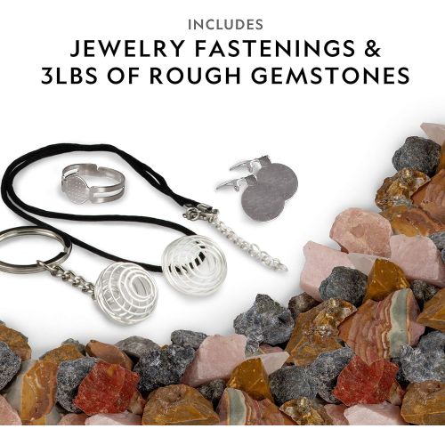  NATIONAL GEOGRAPHIC Rock Tumbler Refill  Mega Madagascar Gemstone Pack, 3 lb of Gemstones Including Rose Quartz, Jasper, Labradorite, & More, Tumbler Grit & Jewelry Settings