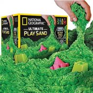 NATIONAL GEOGRAPHIC Play Sand - 6 LBS of Sand with Castle Molds (Green) - A Kinetic Sensory Activity