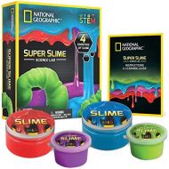 NATIONAL GEOGRAPHIC Super Science Lab  Slime Kit Includes Green Fluffy Slime, DIY Blue & Red Glow-in-The-Dark Slime, Purple Liquid Slime, Containers, Great Stem Toy for Boys & Gir
