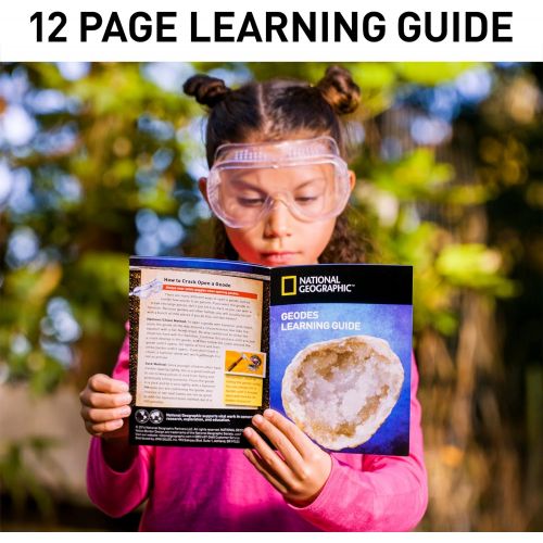  NATIONAL GEOGRAPHIC Break Open 2 Geodes Science Kit  Includes Goggles, Detailed Learning Guide and Display Stand - Great STEM Science gift for Mineralogy and Geology enthusiasts o