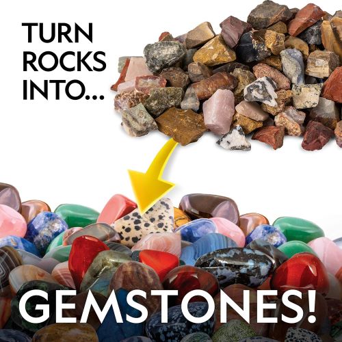  NATIONAL GEOGRAPHIC Rock Tumbler Refill  5 Pound Mix of Rocks and Gemstones for Rock Tumblers, Includes Agate, Jasper, Petrified Wood, Gemstone, and More, 5 Jewelry Settings and P
