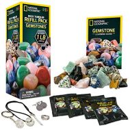 NATIONAL GEOGRAPHIC Rock Tumbler Refill Kit - Gemstone Mix of 9 varieties including Tigers Eye, Amethyst and Quartz - Comes with 4 grades of Grit, Jewelry Fastenings and detailed L