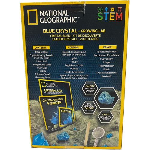  NATIONAL GEOGRAPHIC Blue Crystal Growing Lab - DIY Crystal Creation - Includes Real Calcite Crystal Specimen