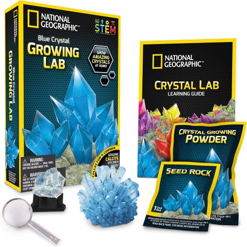  NATIONAL GEOGRAPHIC Blue Crystal Growing Lab - DIY Crystal Creation - Includes Real Calcite Crystal Specimen