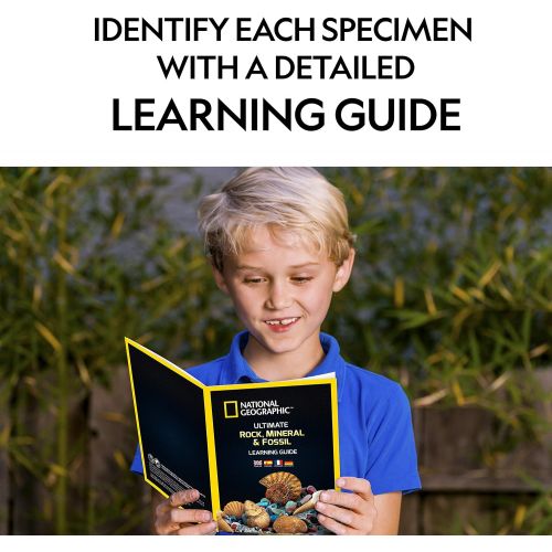  NATIONAL GEOGRAPHIC Rocks & Fossils Kit  200 Piece Set Includes Geodes, Real Fossils, Rose Quartz, Jasper, Aventurine, & Many More Rocks, Crystals & Gemstones